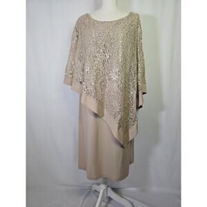 Christopher & Banks Sleeveless Shift Dress with Shawl Size 22 Plus Sequins Lace